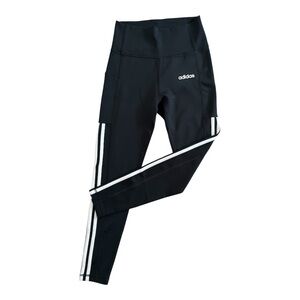 Adidas Women’s Climalite Dark Gray and White Striped Leggings Size Small